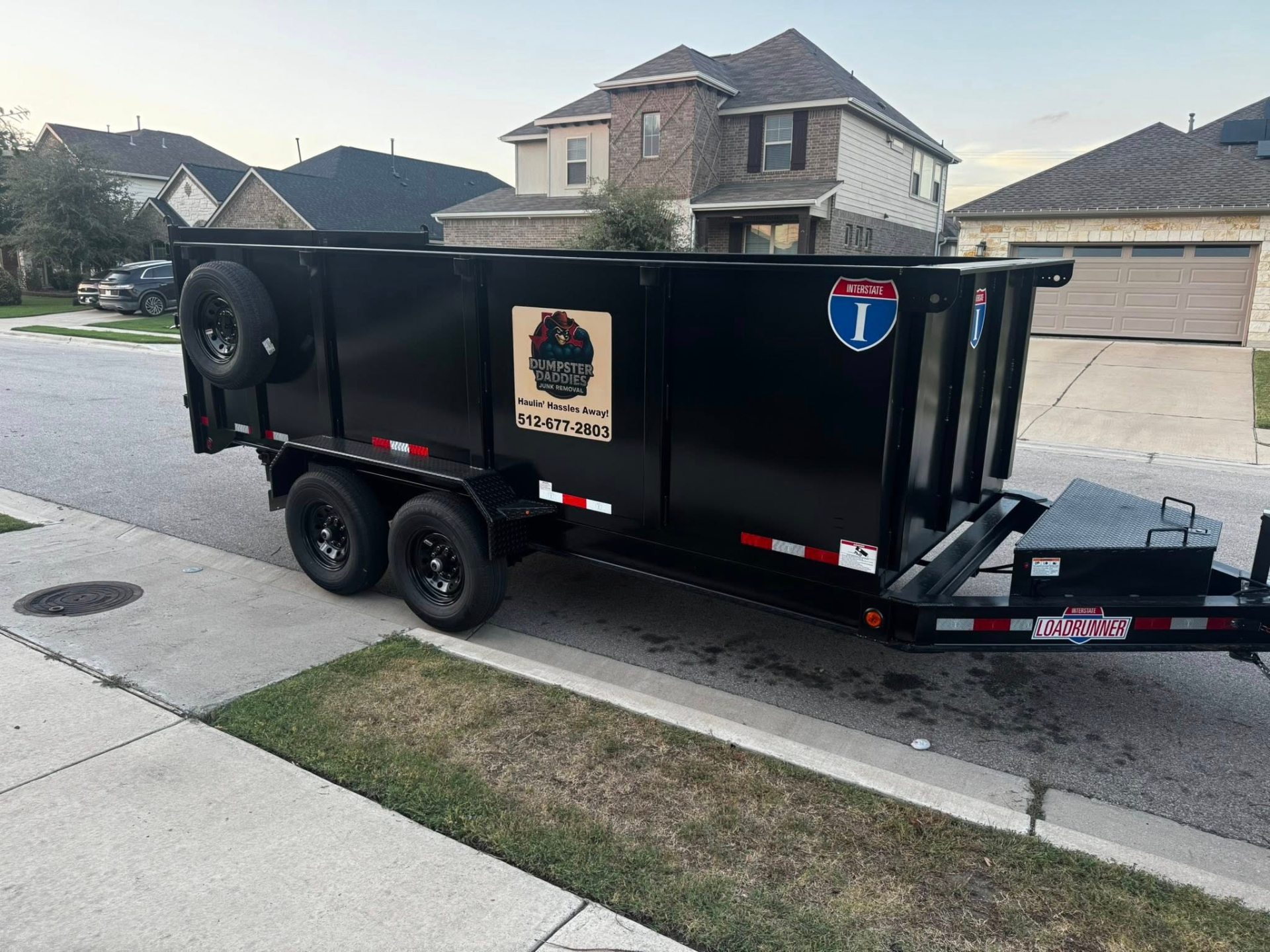 Dumpster Daddies junk removal trailer ready for service in Lago Vista, TX